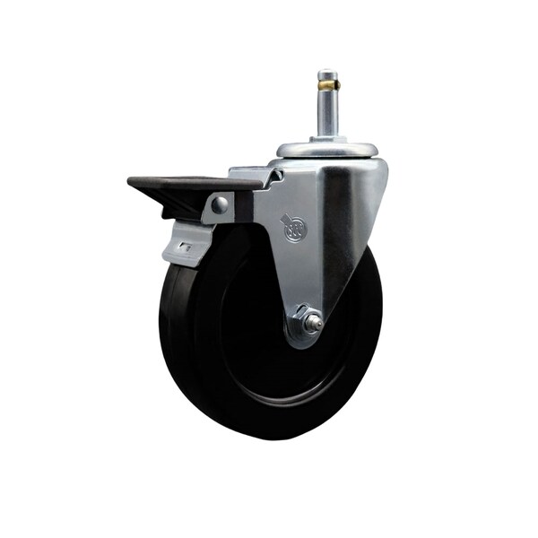 5'' Hard Rubber Wheel Swivel 7/16'' Grip Ring Stem Caster with Brake